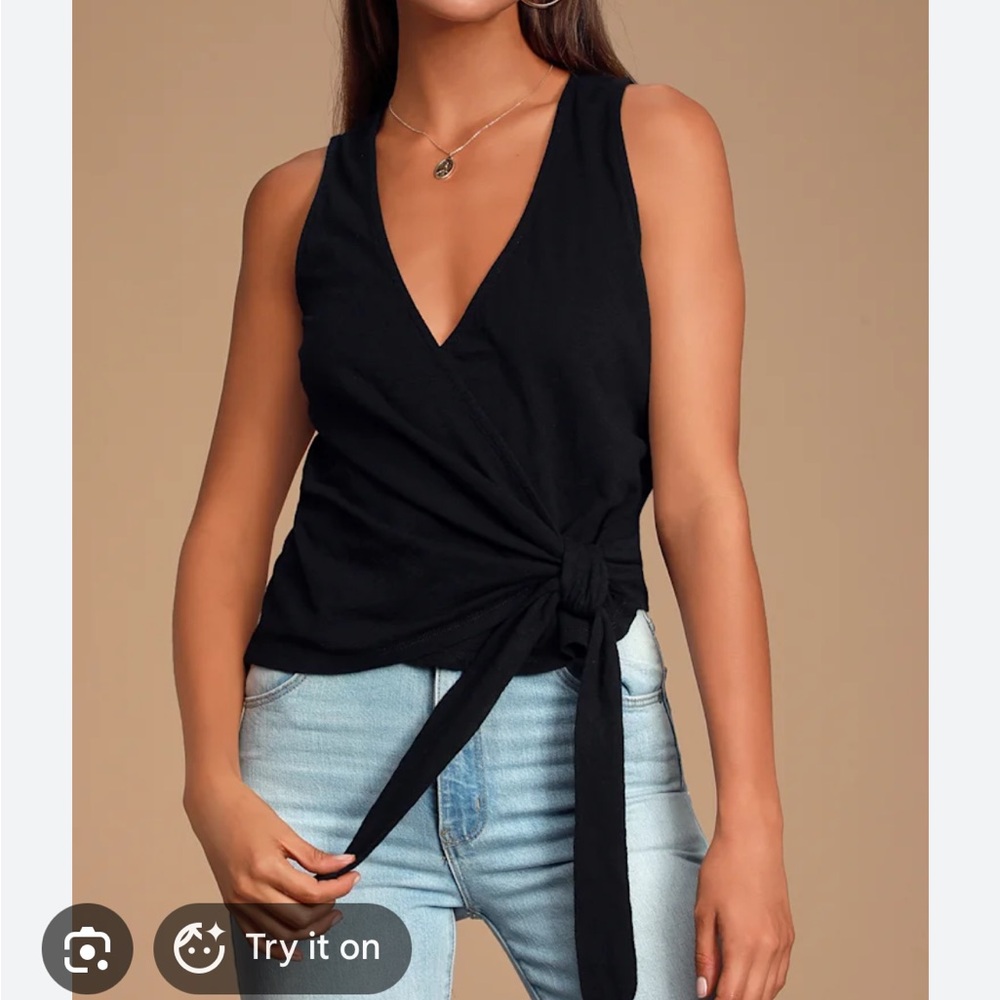 Z Supply Muse Black Side-Tie V-Neck Tank XS